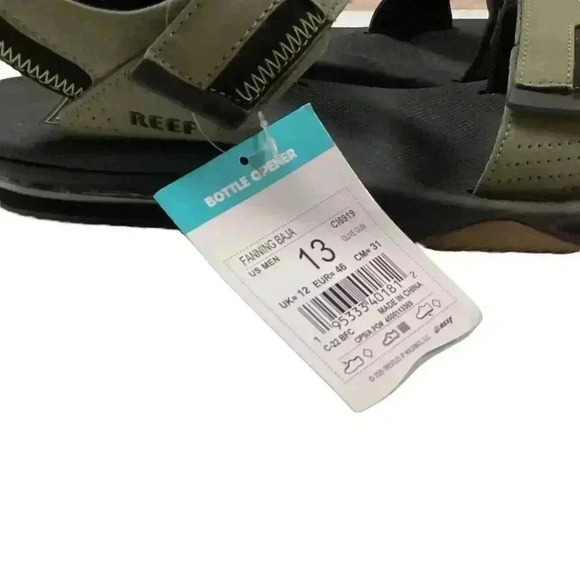 Reef Fanning Baja Mens 13 Strap Sandals Green Olive Faux Leather Vegan NEW main image 8